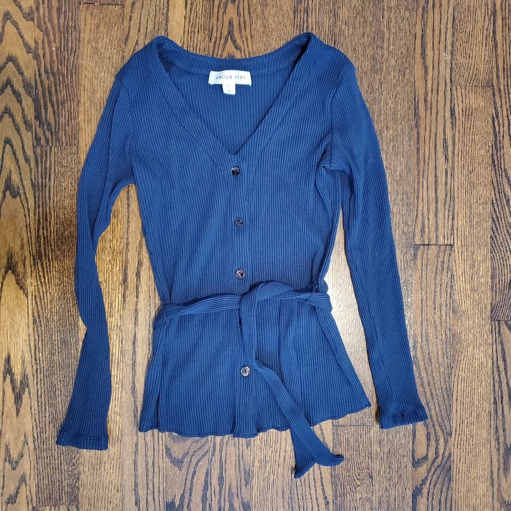 Amour Vert Belted Cardigan 3/4 Sleeve S